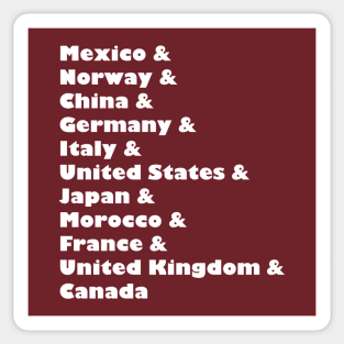 Epcot Countries Sticker